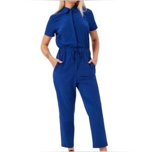 Girlfriend Collective Stretch Woven Jumpsuit - Medium, Blue